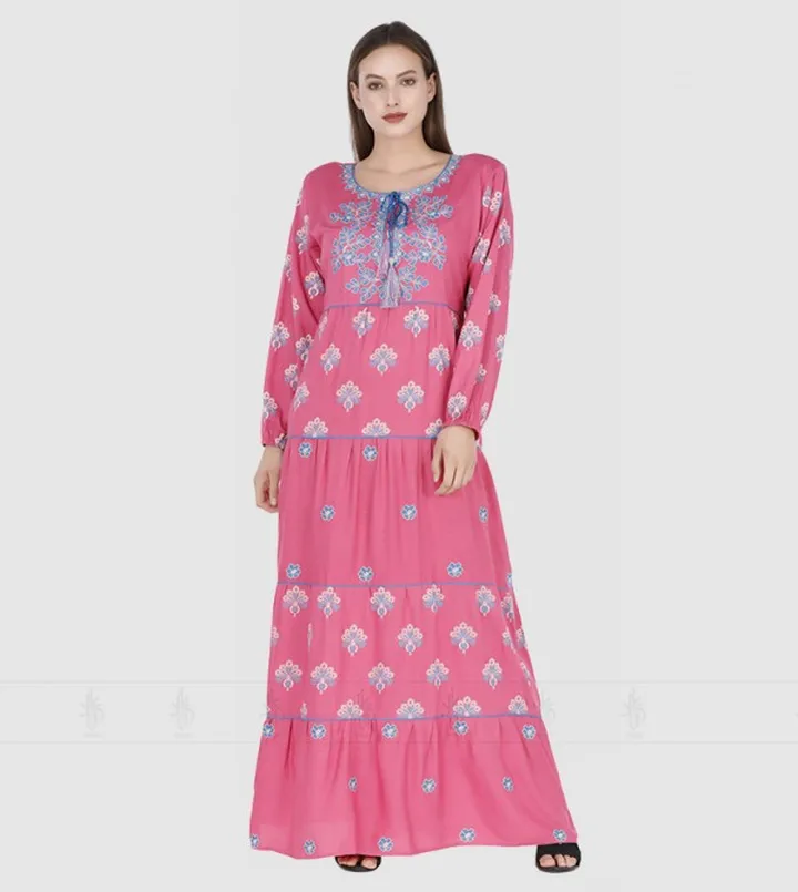 Gold Printed Embroidered Jalabiya