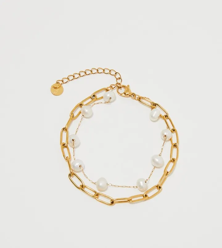 Pearl Embellished Chain Bracelet