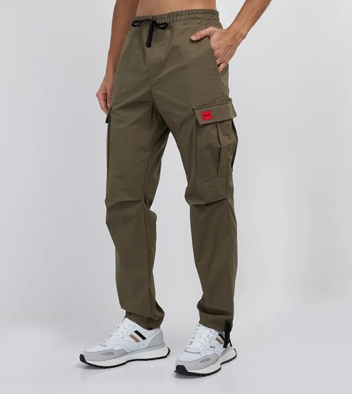 Logo Badge Drawstring Waist Cargo Pants