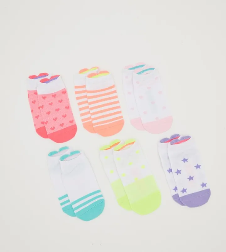 Girl's 6 Pack Non Terry Low Cut Socks