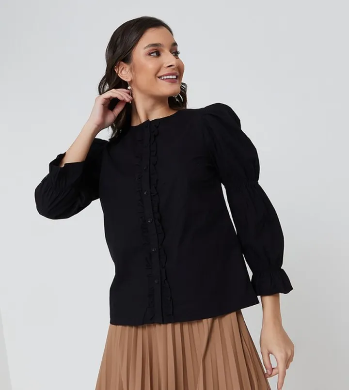 Long Sleeve Woven Top
