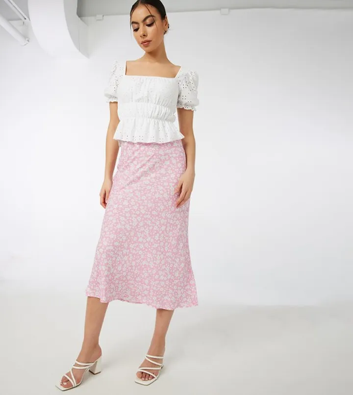 Floral Print Midi Skirt