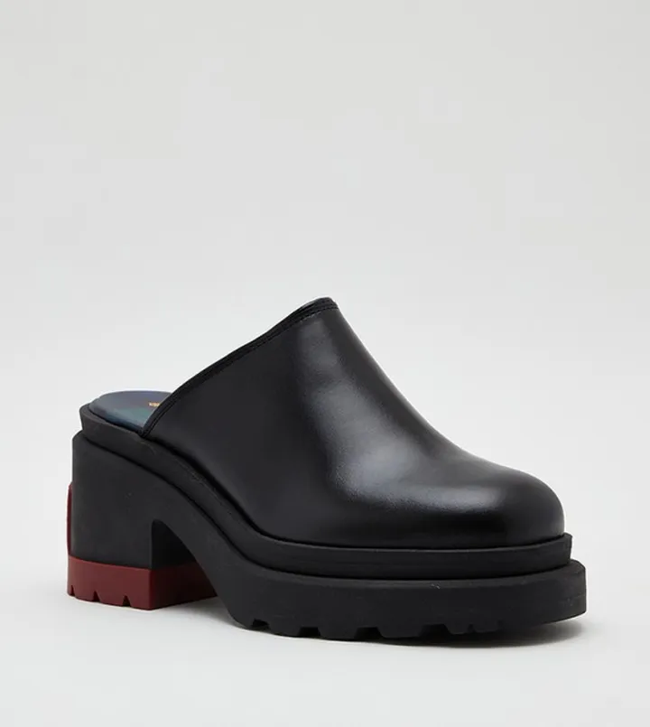 Logo Detail Platform Heel Mules