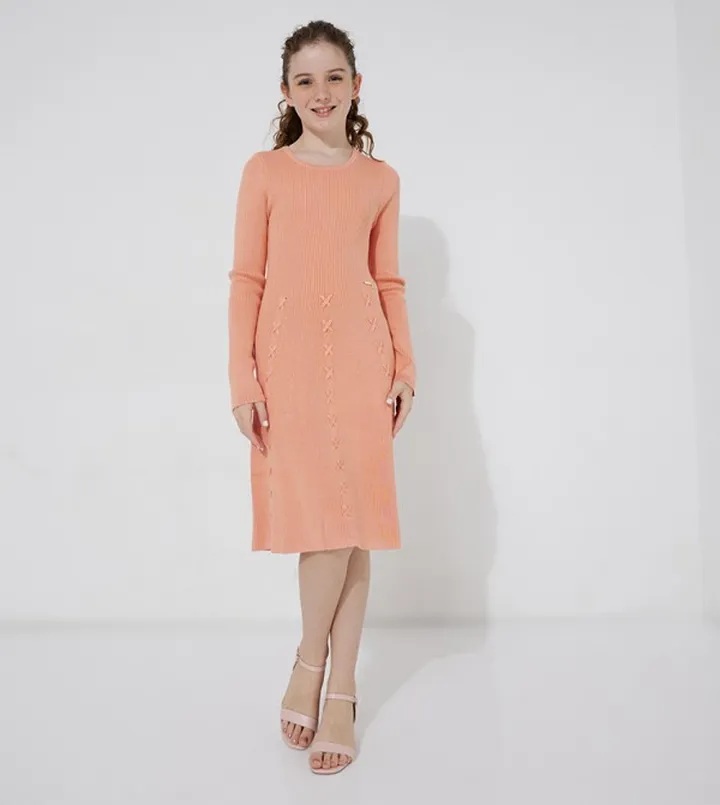 Ribbed Long Sleeves Sweater Dress