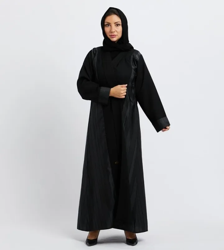 Embellished Satin Detail Long Sleeves Abaya