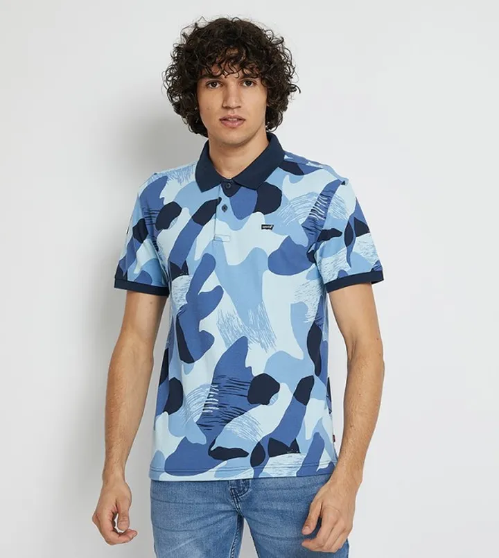 Camo Print Short Sleeves Polo T-Shirt