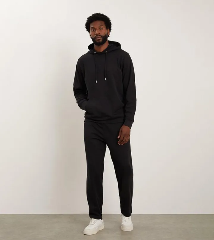 Black Interlock Double Faced Hoodie