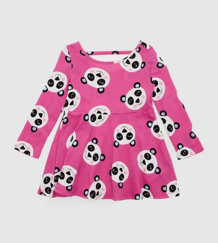 Toddler Girl's Panda Cut Out Skater Dress
