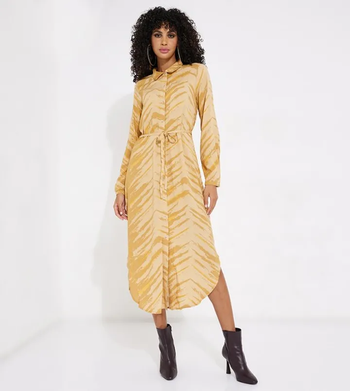NOVA LIFE Printed Long Sleeves Shirt Dress