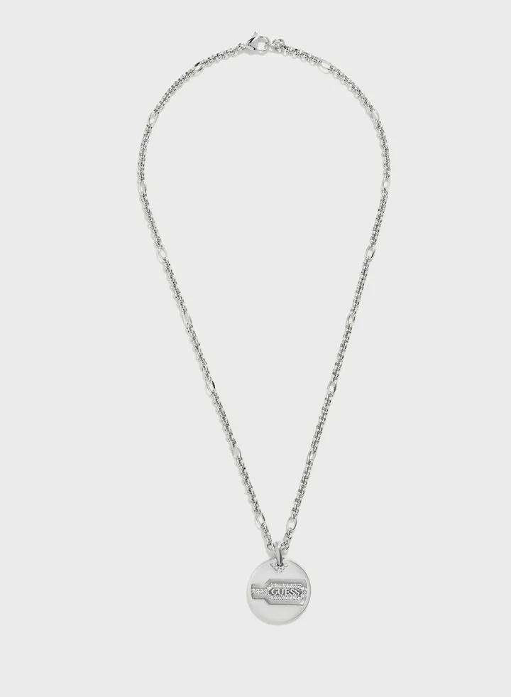 Round Charm And Hexagon Pendant Necklace
