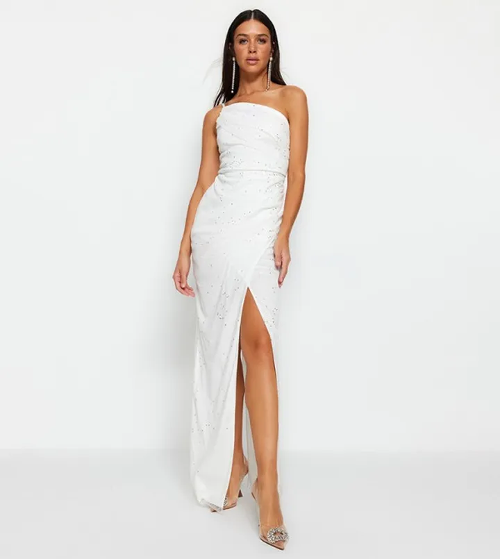 Glitter Detail Woven Sequin Dress