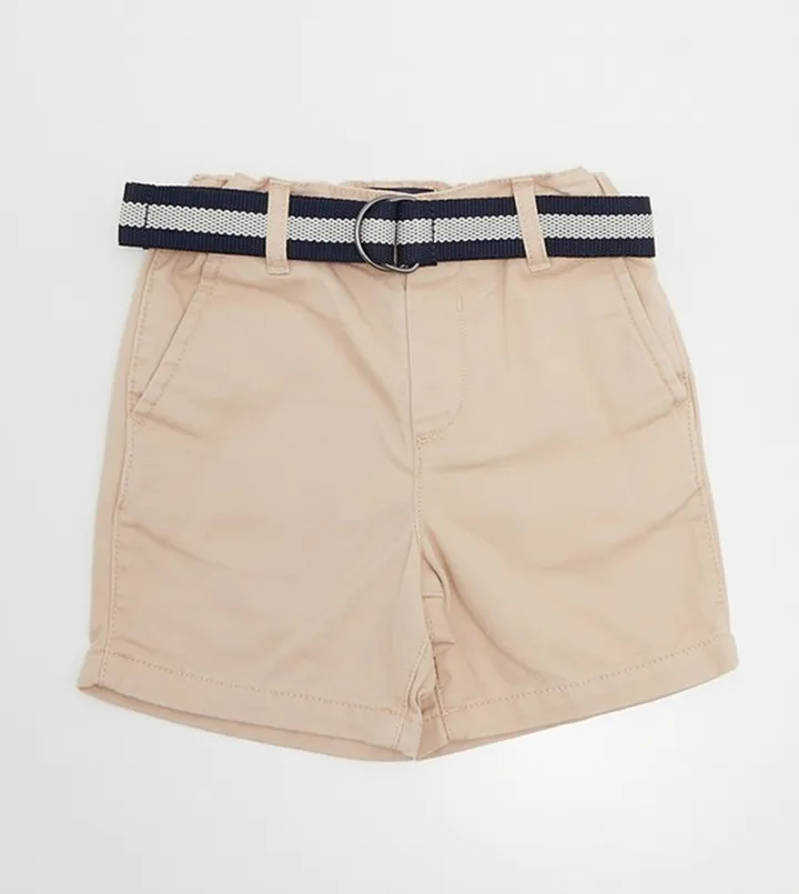 Belted Woven Chino Shorts