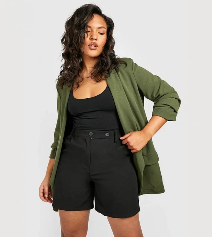 Ruched Sleeves Blazer