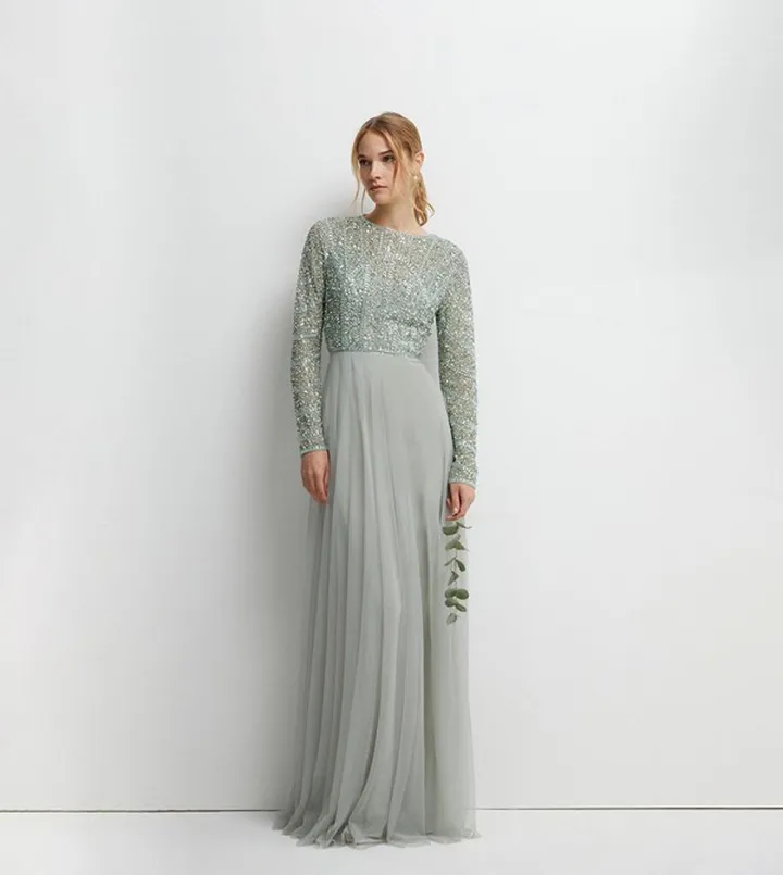 Mixed Gem Tulle Skirt Bridesmaid Dress