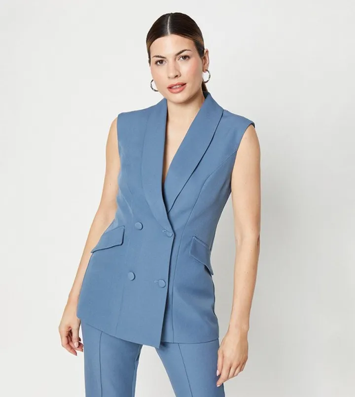 Sleeveless Double Breasted Blazer