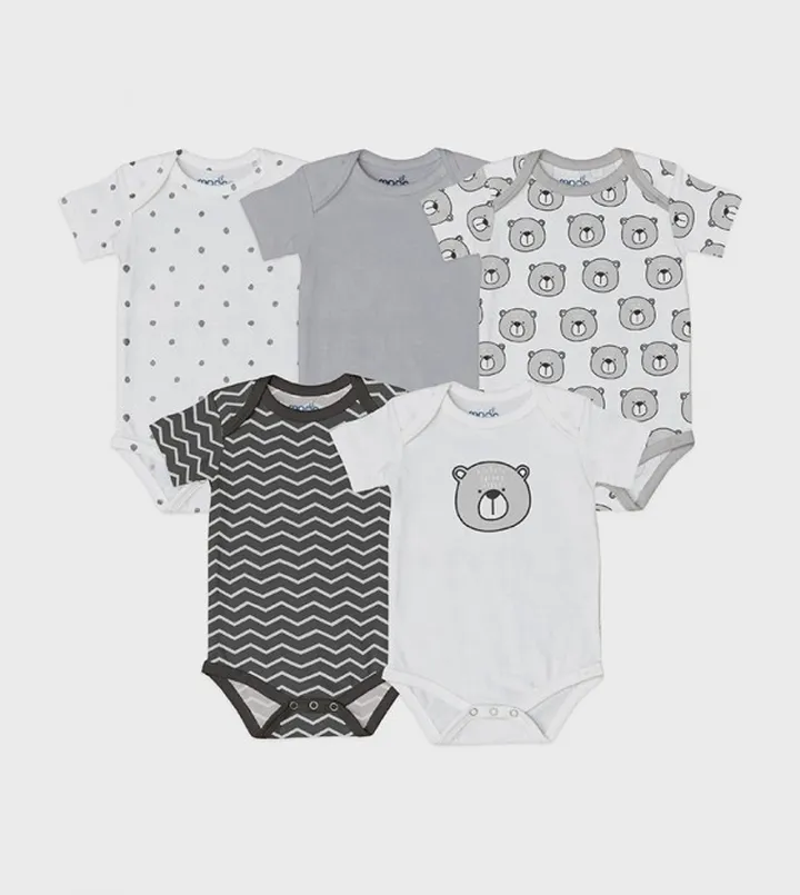 Babygrow Pack-5 Organic Printed Body Suit