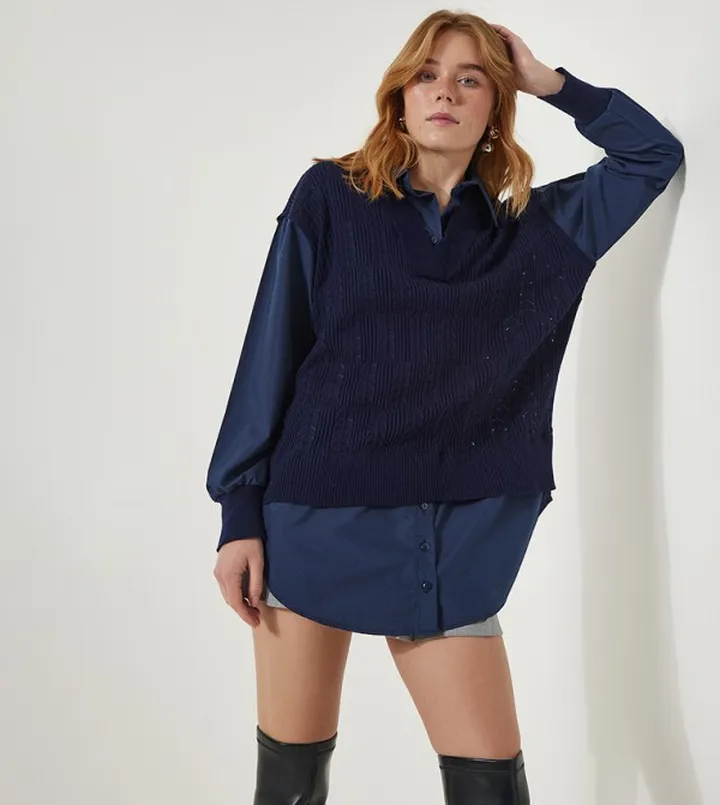 Long Sleeves Oversized Shirt Sweater