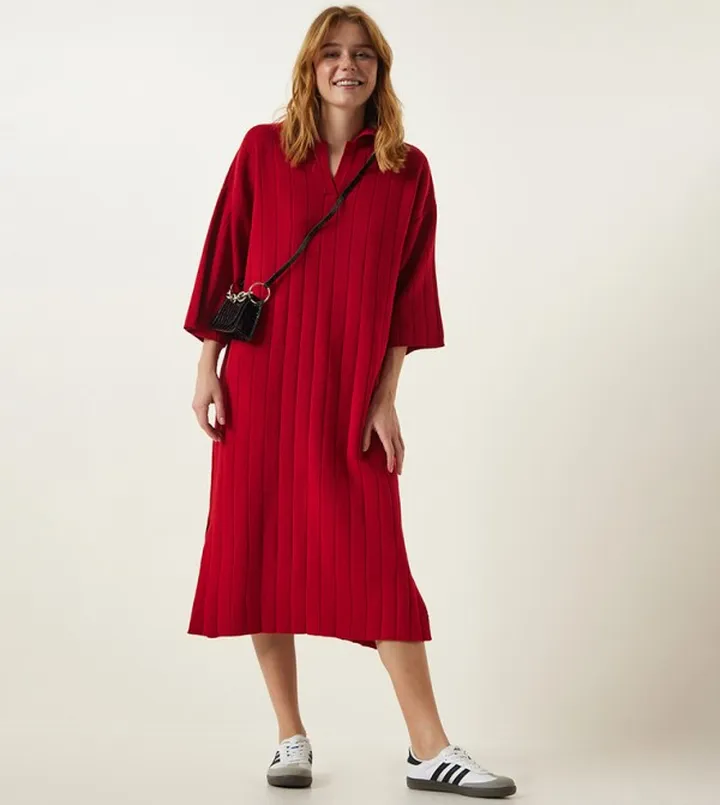 Oversized Long Sleeves Midi Dress