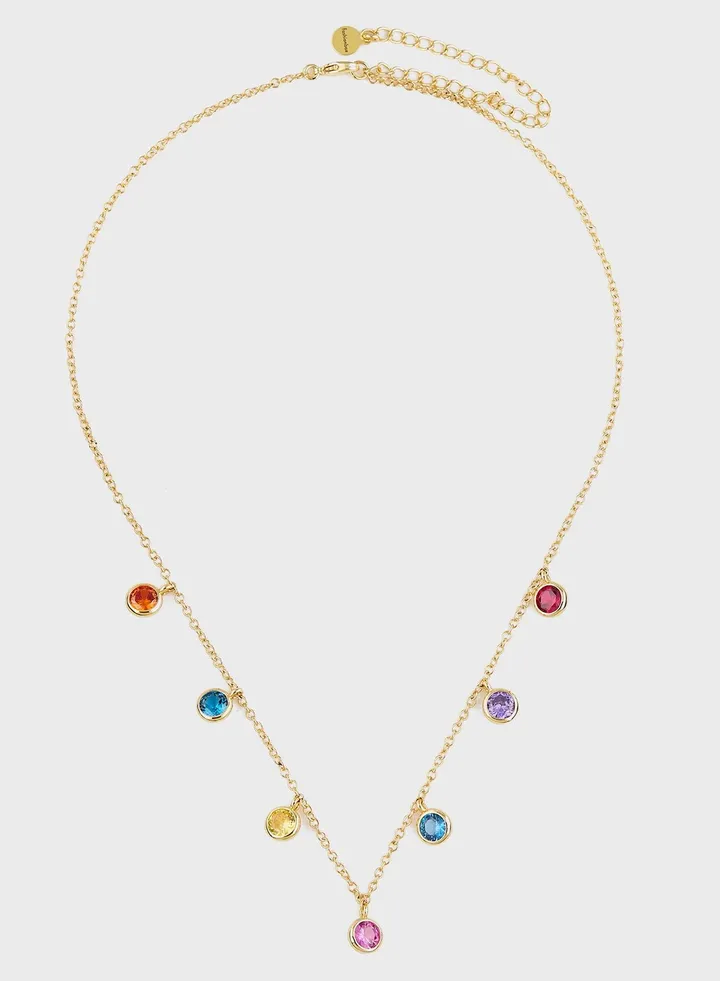 Rainbow Stones Dangling Necklace