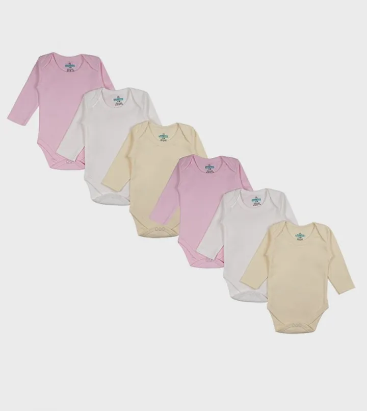 Pack of 6 Cotton Long Sleeves Bodysuits
