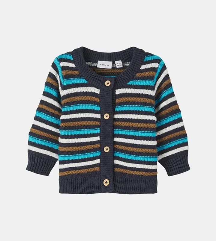 Striped Long Sleeves Knitted Cardigan