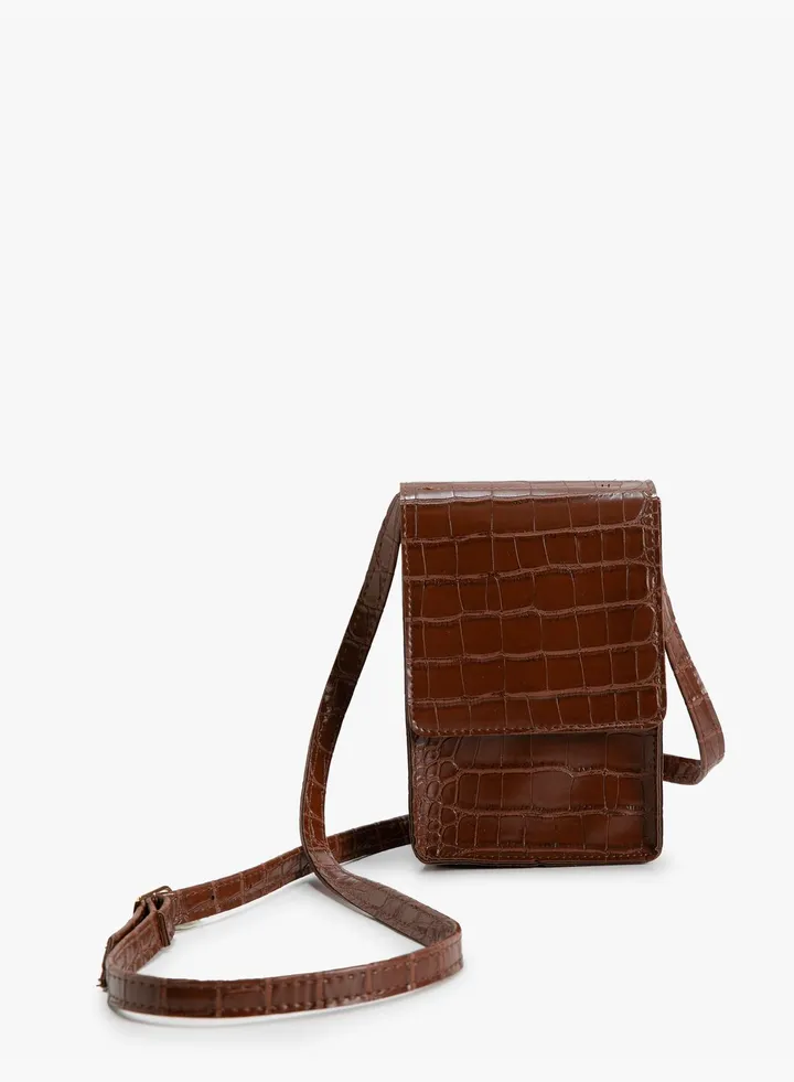 Mini Cross Bag Faux Crocodile Leather