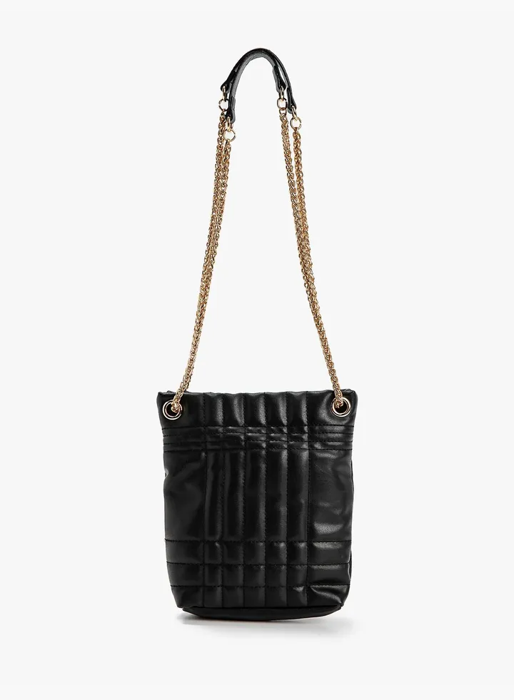 Chain Strappy Faux Leather Quilted Bag