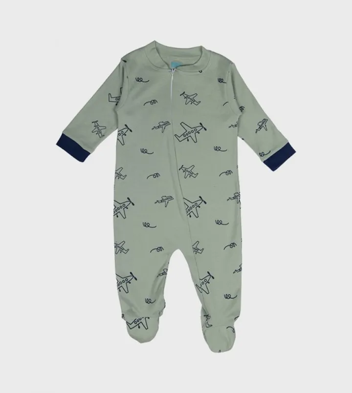 Printed Cotton Long Sleeves Sleepsuit