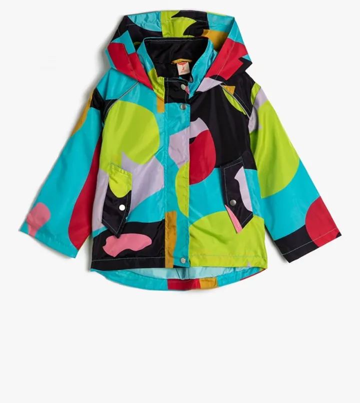 Printed Hooded Long Sleeves Raincoat