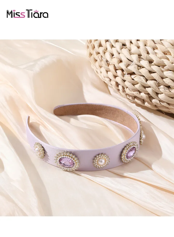 Fully Handmade Fashion Baroque Style Rhinestone Pearl Headband For Girls Ladies