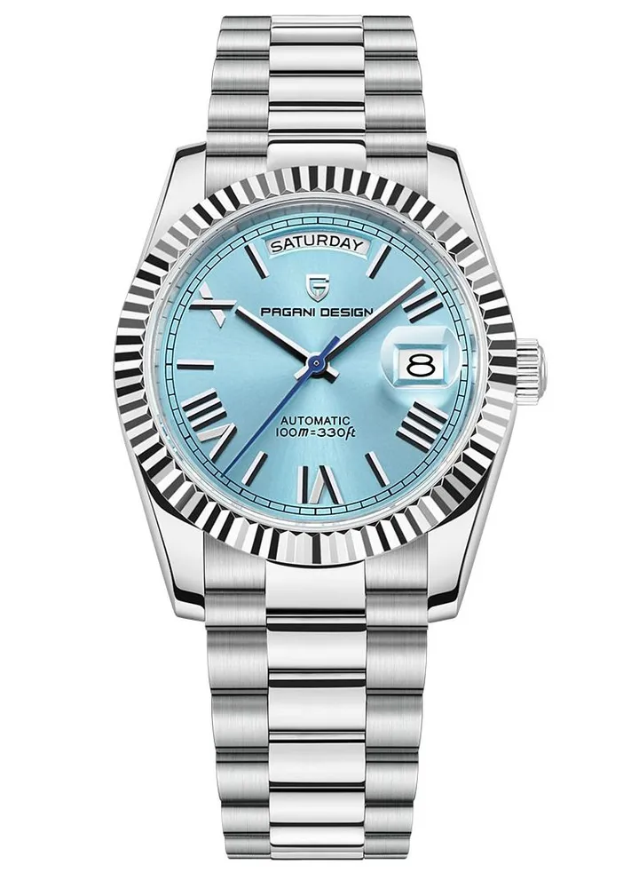 Men's Watches 36mm Automatic Ice Blue Stainless Steel Mechanical Business Sports Luxury Wrist Watch for Men PD-1752