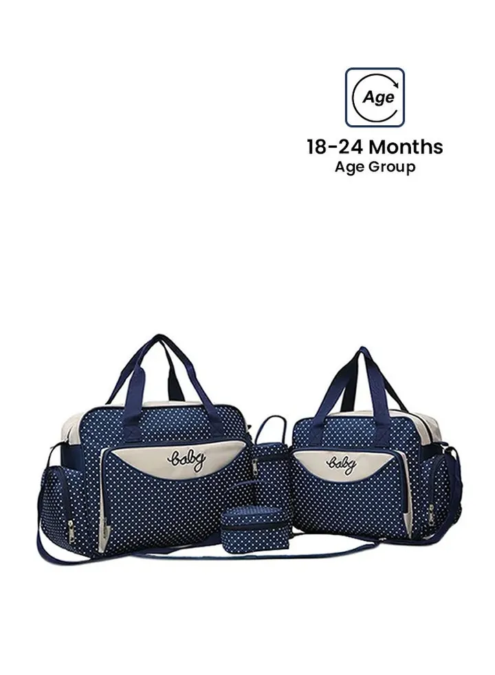 4-Piece Multifunctional Baby Traveling Diaper Bag Set, 100% Polyester - Dark Blue