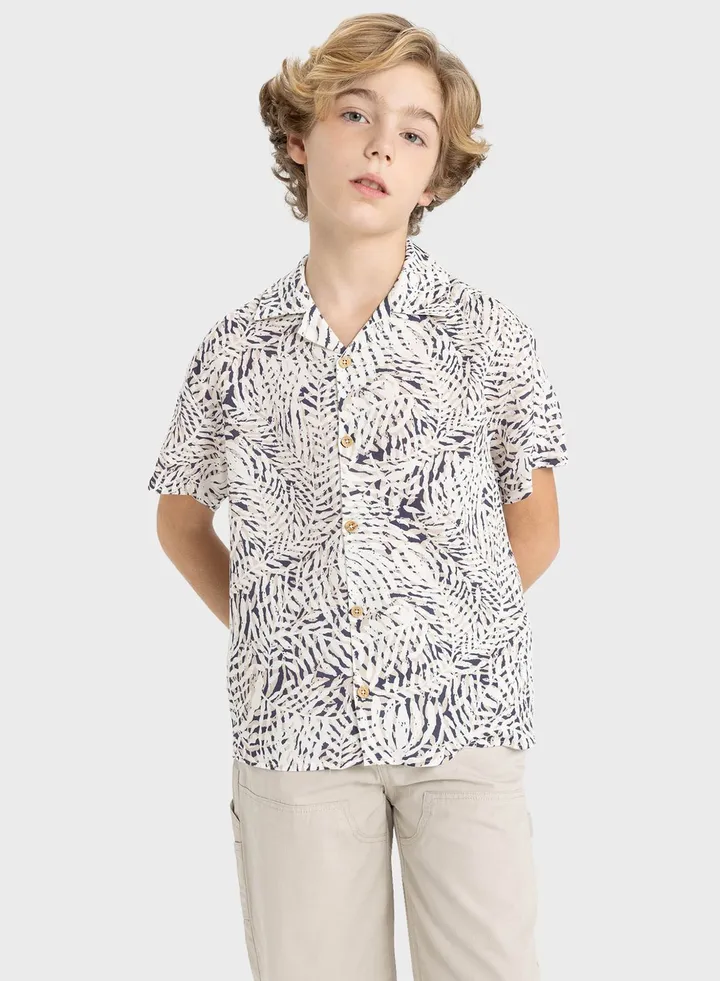 Boy Oversize Fit Polo Neck Viscose Short Sleeve Sh