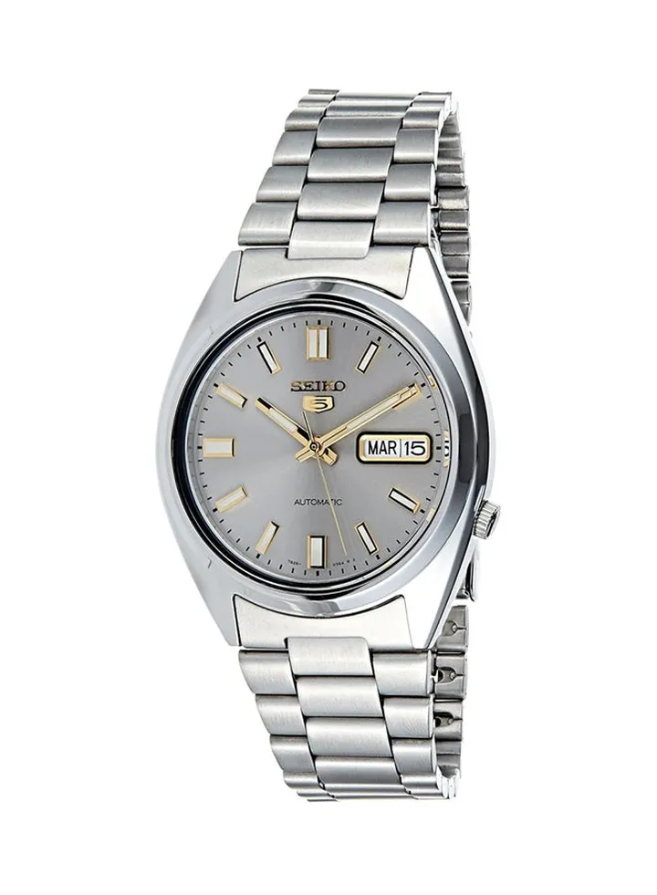 Men's Round Shape Stainless Steel Analog Wrist Watch 37 mm - Silver - SNXS75K