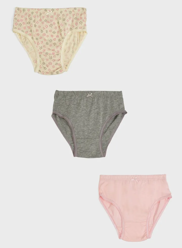 Pack Of 3 Printed Girls Brief