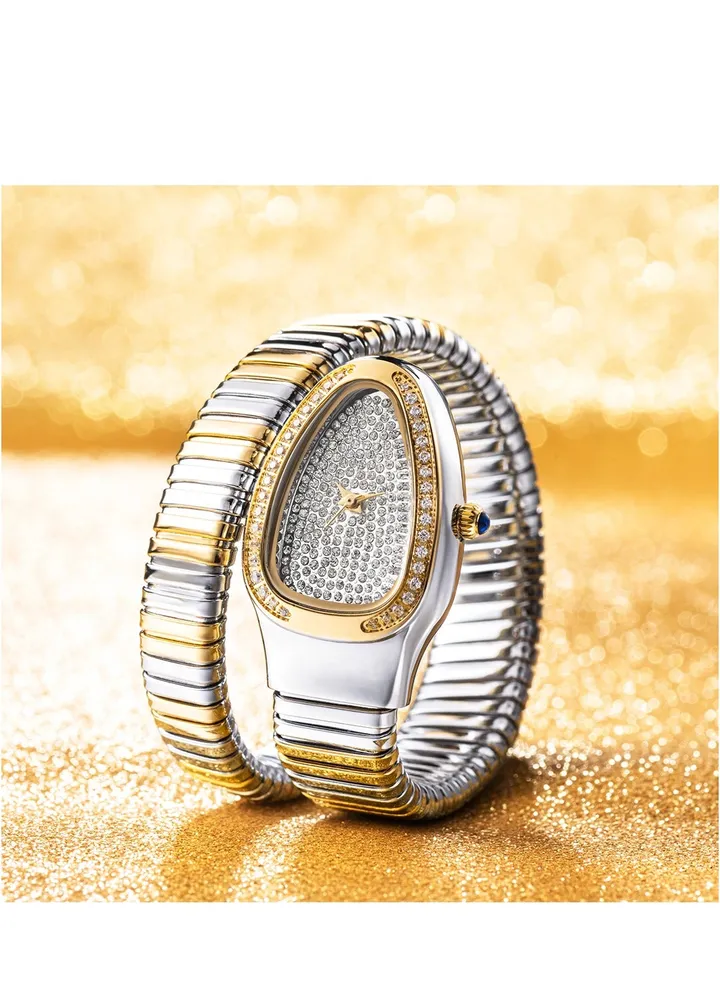 Fashion Snake Watch For Women Gold Diamond Stainelss Steel Ladies Quartz Wristwatch Luxury Exquisite Waterproof Watches