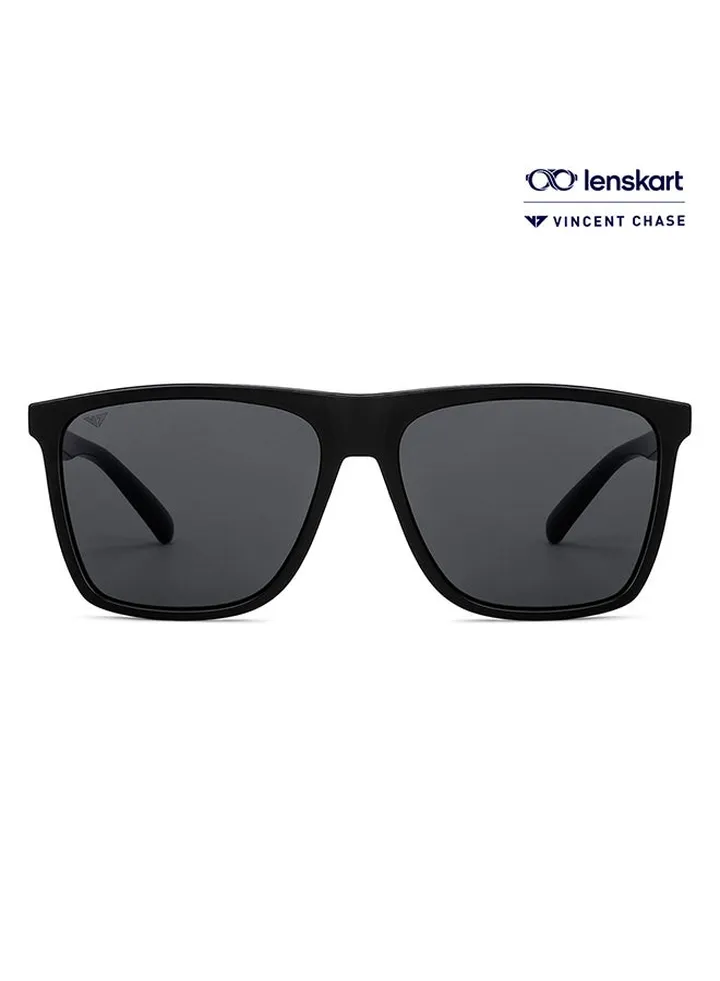 Athleisure Wayfarer Frame Polarized & UV Protected Sunglasses VC S14525 - Lens Size: 59mm - Black