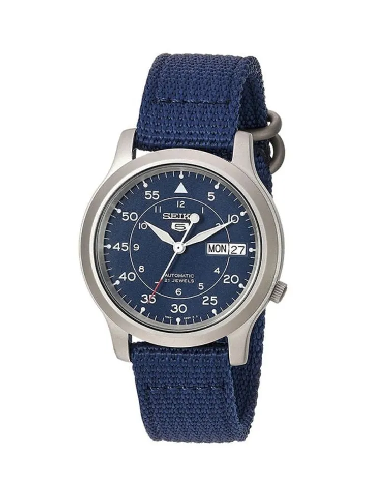 Men's Round Shape Fabric Analog Wrist Watch 36 mm - Blue - SNK807