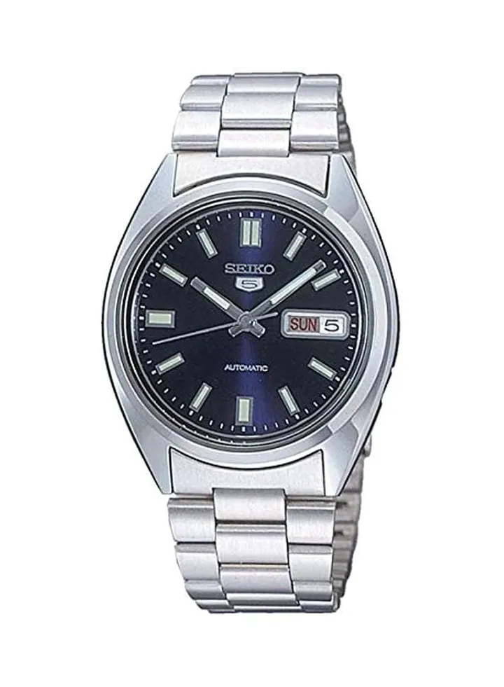Men's Round Shape Stainless Steel Analog Wrist Watch 37 mm - Silver - SNXS77K