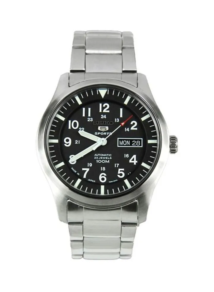 Men's 5 Sports Round Shape Stainless Steel Analog Wrist Watch 42 mm - Silver - SNZG13J1