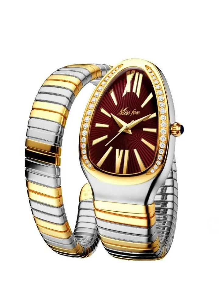 Luxury Gold Snake Watches Women Fashion Brands MISSFOX Diamond Quartz WristWatch Waterproof AAA Clock Lady Hot Gift