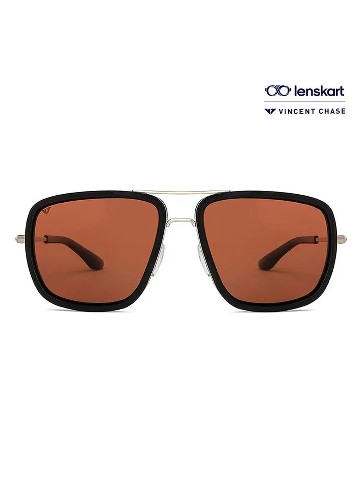 Mirage Full Rim Square Polarized & UV Protected Sunglasses For Men & Women VC S11748 - 58mm - Gold