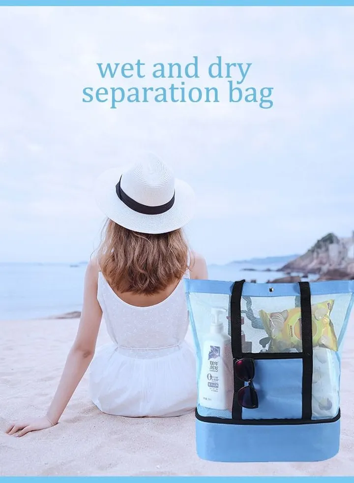Outdoor hiking camping bag, beach summer mesh bag, large capacity with insulation for kids and adults