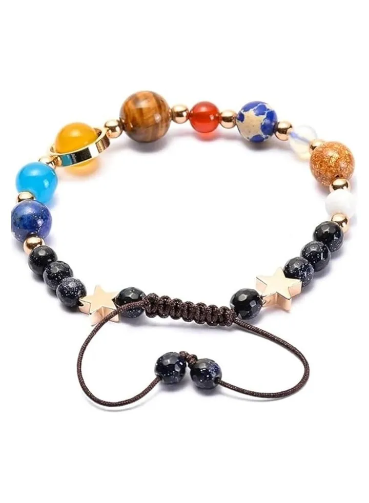 Handmade Solar System Bracelet Universe Galaxy Jewelry Eight Planets Star Natural Stone Beads Bracelets Bangles Couple's bracelet For Men Women Birthday Party Gifts for Girls