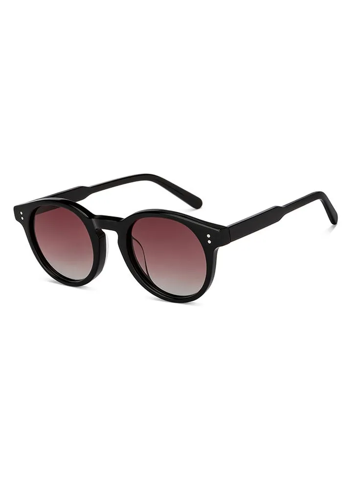 Full Rim Polarized Round Sunglasses For Men & Women - 48mm - Black