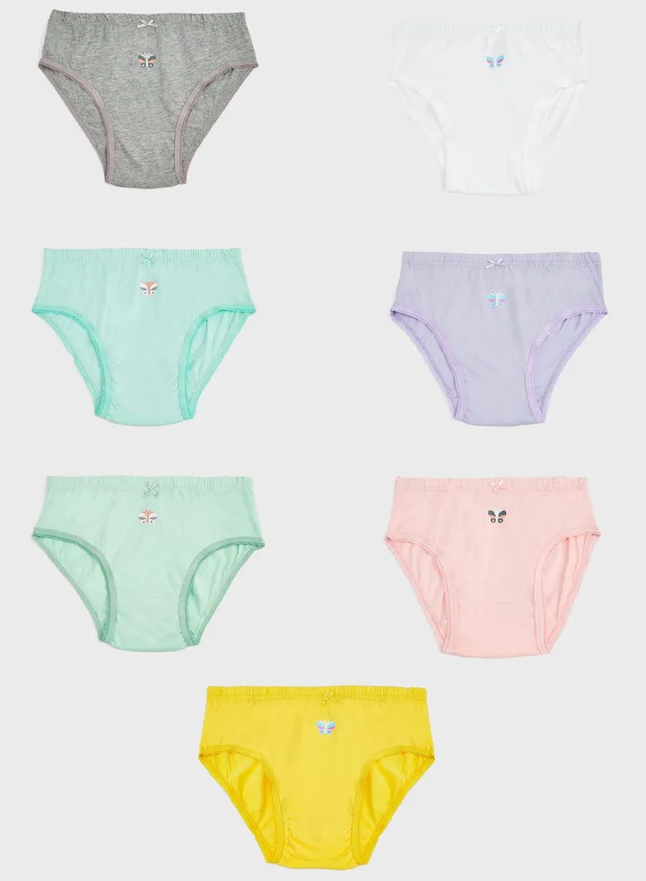 Pack Of 7 Printed Girls Brief