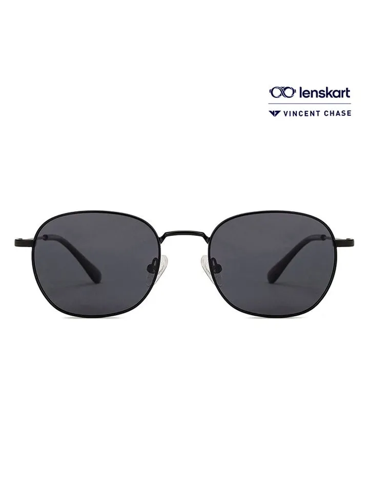 Vintage Full Rim Round Frame Polarized & UV Protected Sunglasses VC S13132 - 52mm - Black