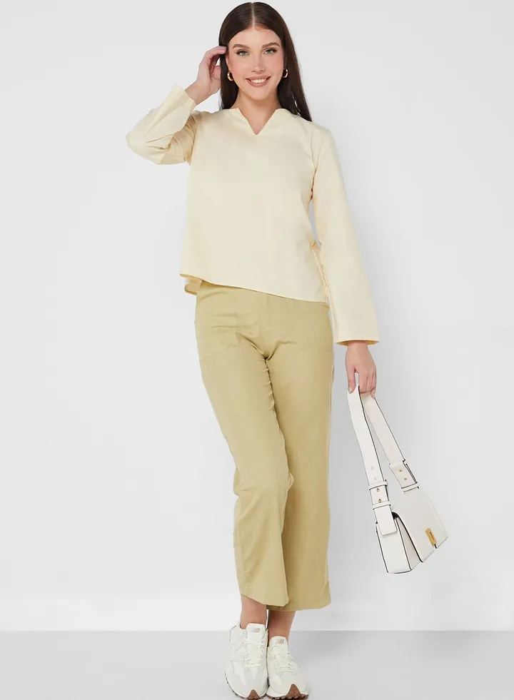 Pocket Detail High Waist Pants