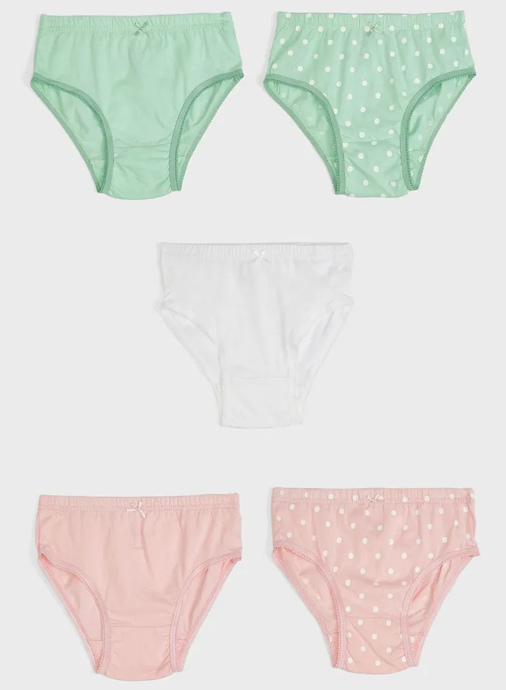Pack Of 5 Printed Girls Brief