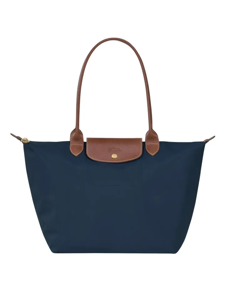 Longchamp women's large tote bag, handbag, shoulder bag, navy blue classic style Topic: